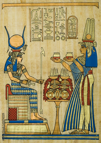 Carta da parati Egyptian papyrus with ceremonial ornament