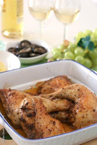 Chicken thigh and leg pieces baked with light Cajun spices 