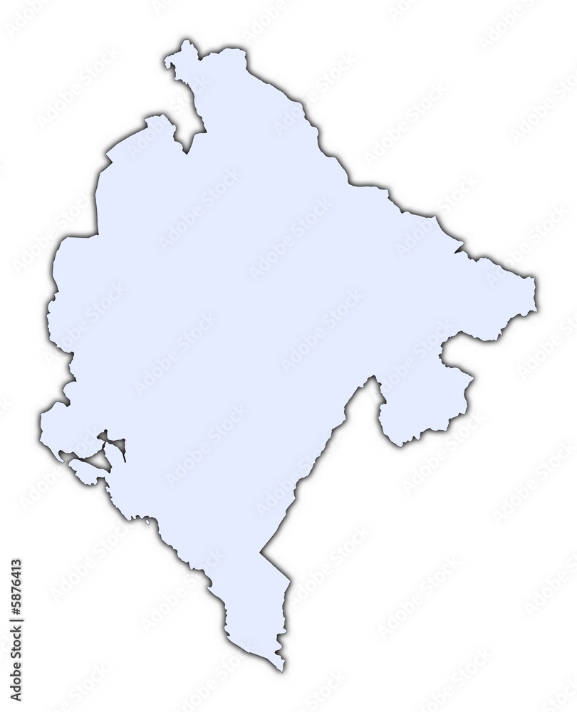 Obraz premium Montenegro light blue map with shadow