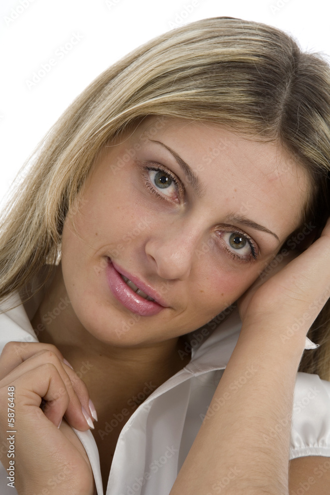 Portrait of the young beautiful girl on white background Portrait of the young beautiful girl on white background