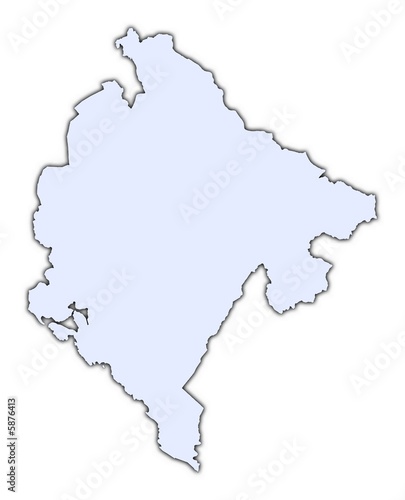 Montenegro light blue map with shadow