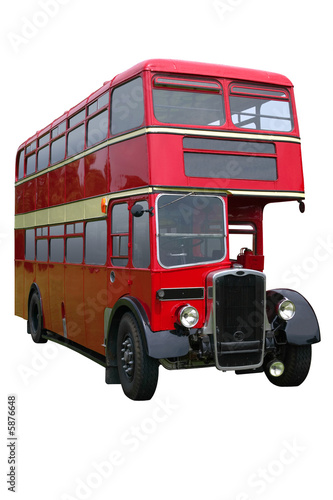 Red double decker bus, isolated on white with clipping path.
