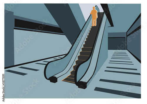 Persons on escalator in shop vector