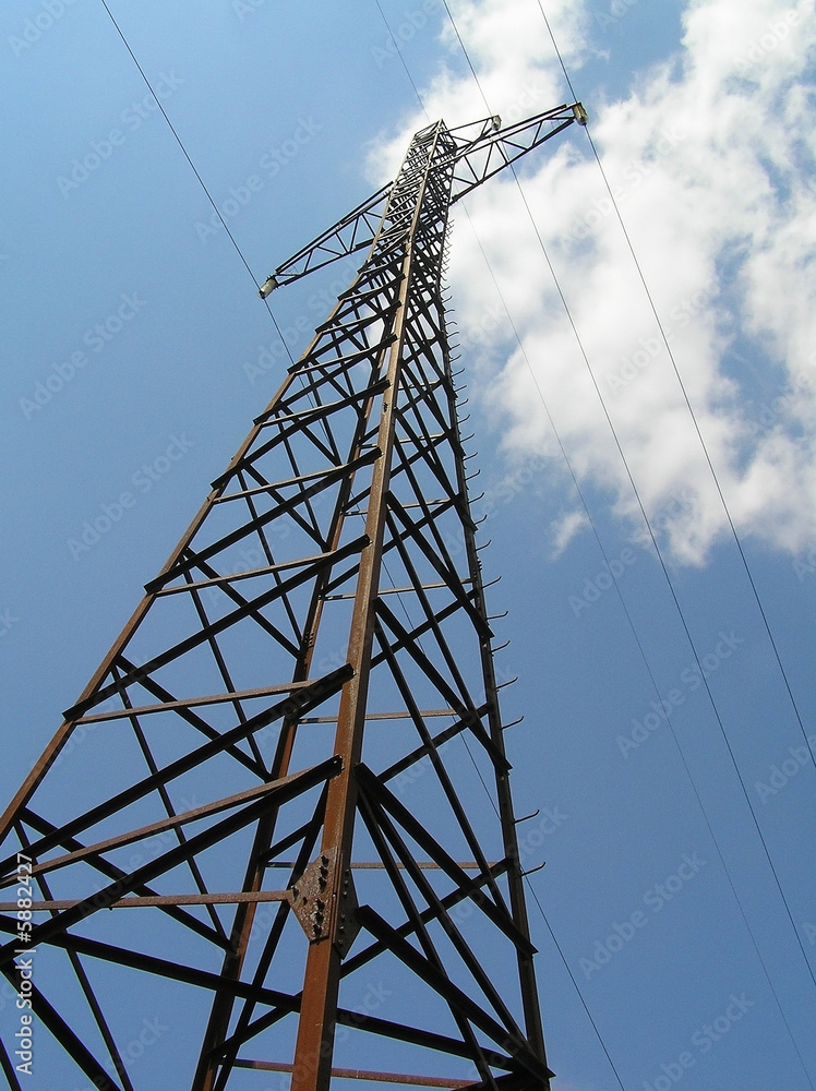 Support of electric mains on a background of the sky Support of electric mains on a background of the sky