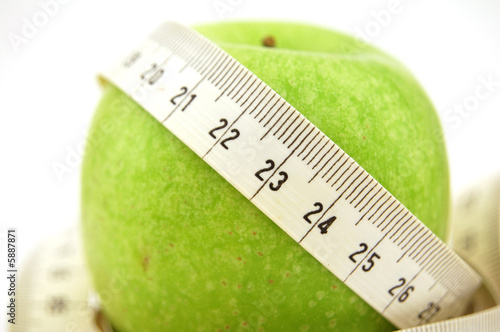 Green apple twisted in the centimeter largly