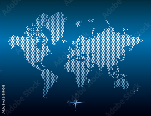 Vector dotted world map - Blue Background Illustration