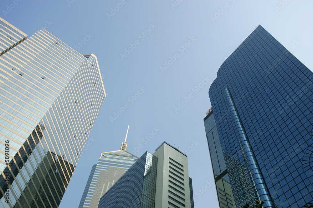 Skyline of modern office buildings, Hong Kong, China