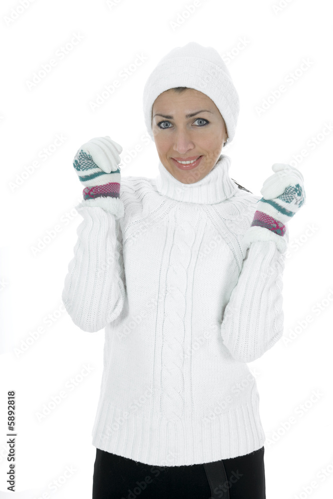 beautiful woman in white sweater on insulated background beautiful woman in white sweater on insulated background