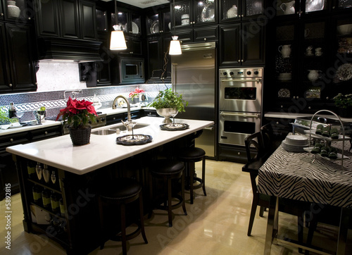 Luxury kitchen with a modern island.