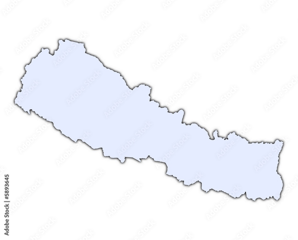 Nepal light blue map with shadow Nepal light blue map with shadow