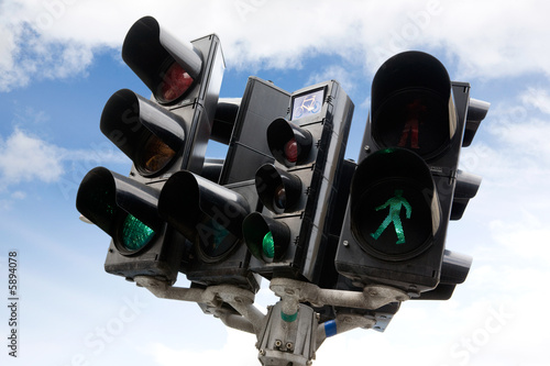 Photography A bike, car and pedestrian traffic light in copenhagen, Denmark