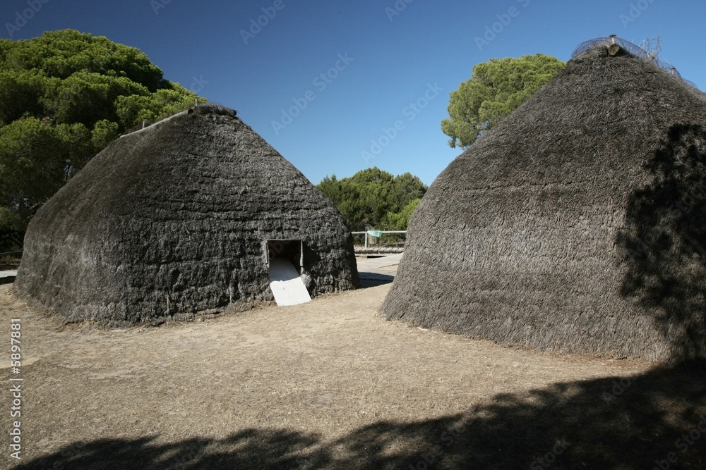 Naklejka premium tribe cabins at donana park in spain