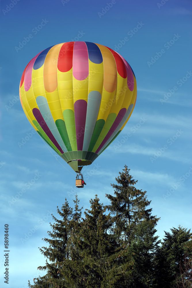Fototapeta premium Hot air balloon above the trees