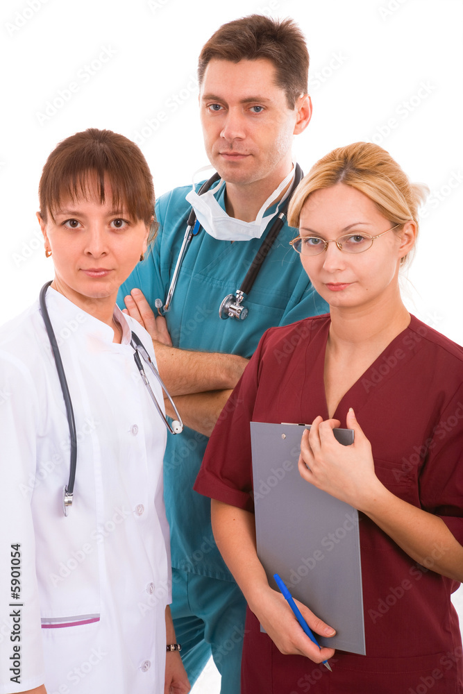doctor with his young medical team. 