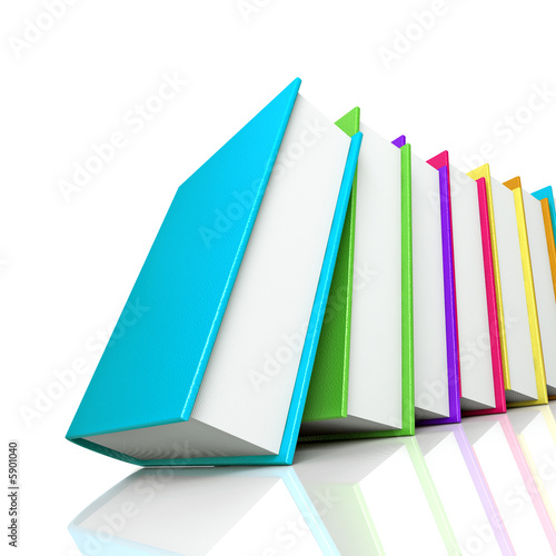 colored books isolated on white background