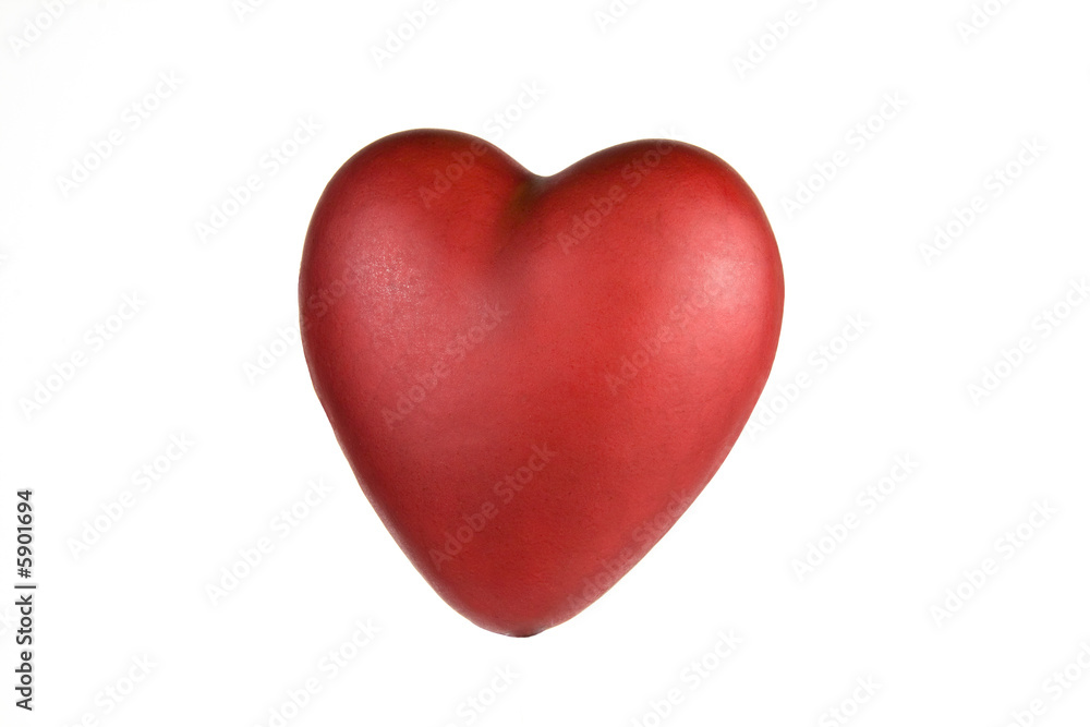 Warm red heart isolated on white
