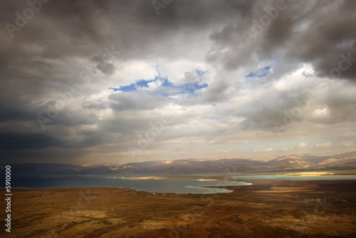 Deat sea view of ancient city Masada