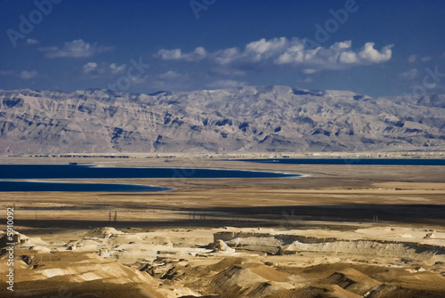 Fototapeta Naklejka Na Ścianę i Meble -  Deat sea view of ancient city Masada