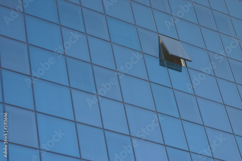open window in the glass wall