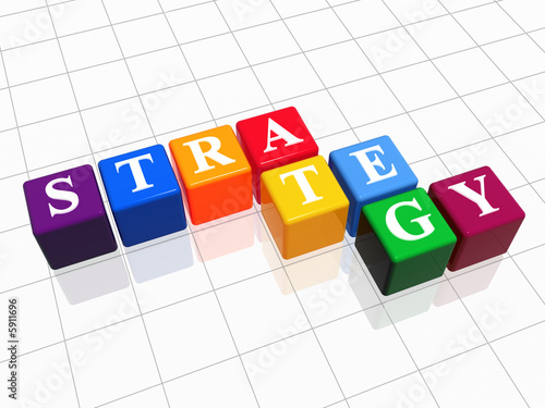 3d colour boxes with text - strategy, word