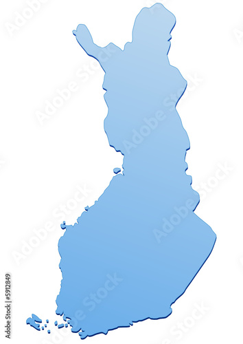 Carte de la Finlande bleu