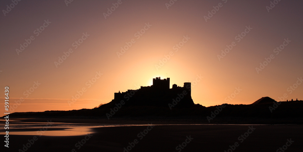 Bamburgh castle the north Northumberland coastline England