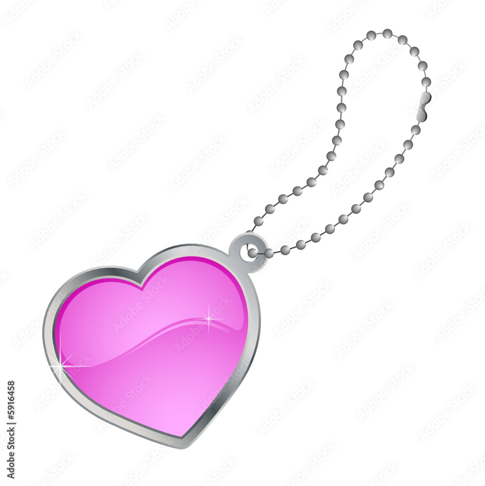 Coeur avec contour métal et chaînette