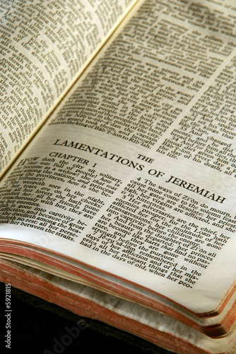 bible open to the book of the lamentations of jeremiah  photo
