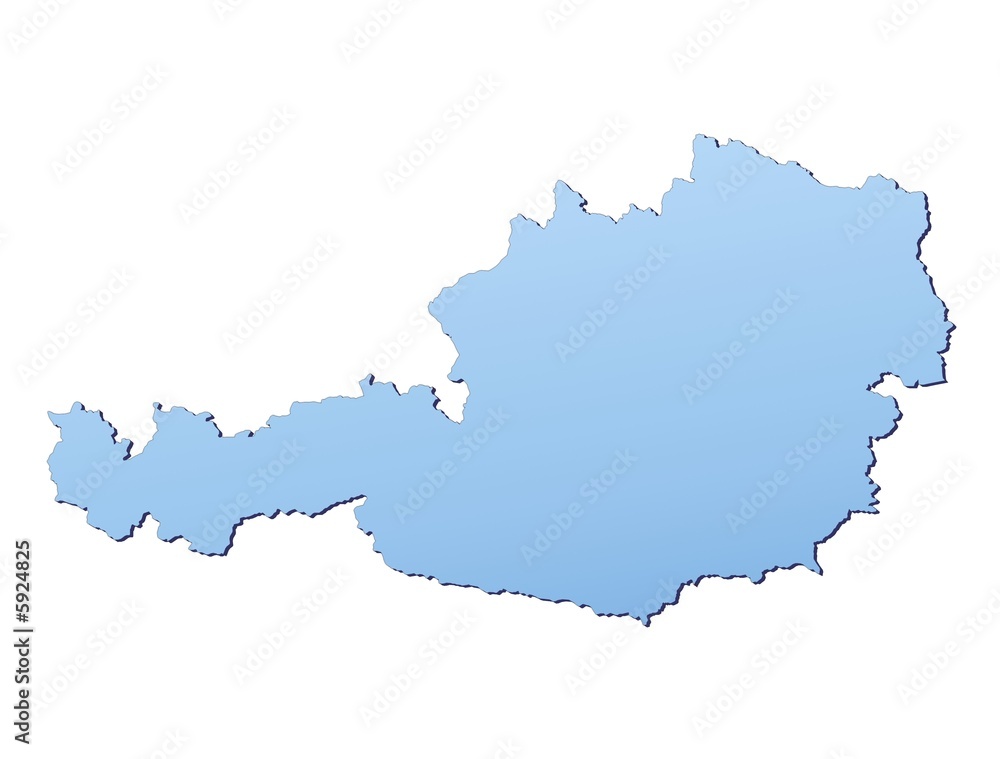 Austria map filled with light blue gradient