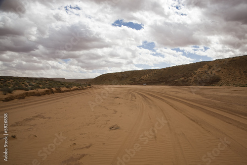 Unpaved road to Upper Antelope Canyon - Arizona USA (BW)