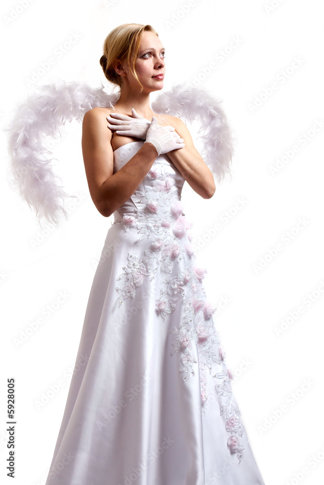 Beautiful woman with christmas like angel wings Beautiful woman with christmas like angel wings