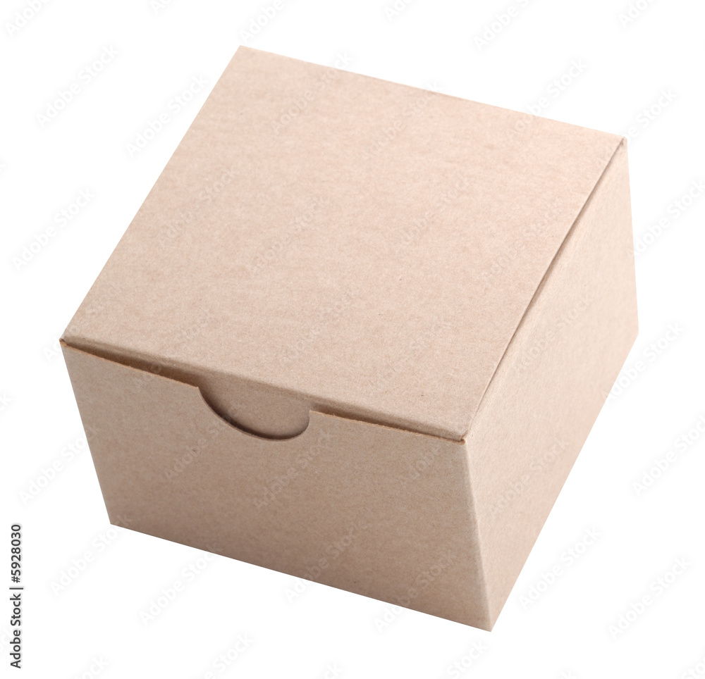 Isolated shot of a small cardboard box. Isolated shot of a small cardboard box.