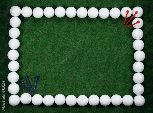 Golf frame with message area, golfballs and pegs.