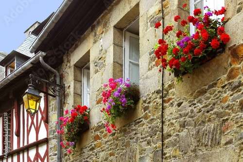 Traditional french houses and streets in the town of treguier. photo