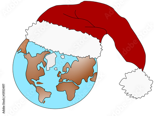 Globe of the World with Santa hat