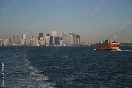 Staten Island ferry and Lower Manhattan skyline