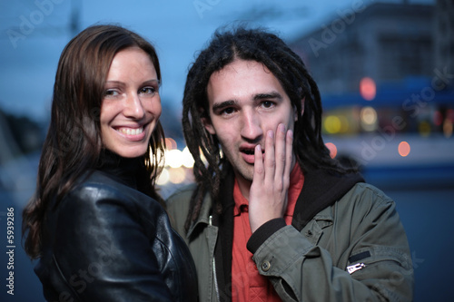 Young couple in a city photo