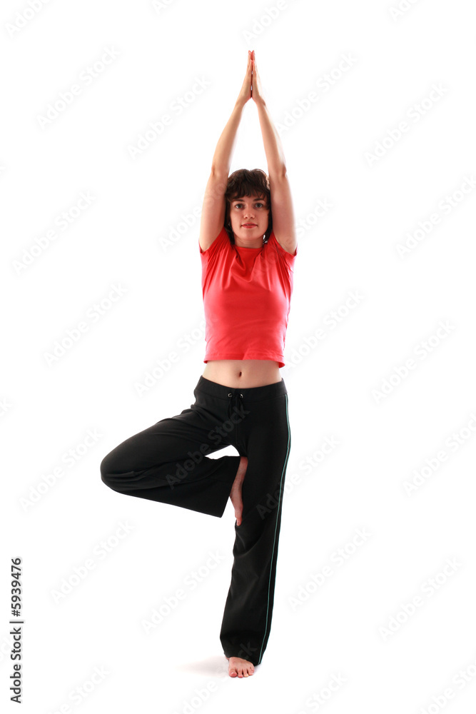 Woman in yoga asana vrikshasana Black and White Stock Photos & Images -  Alamy
