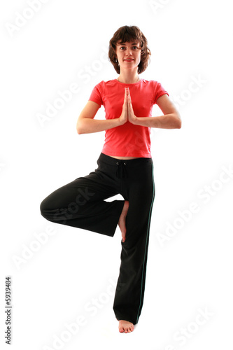 Yoga poses series. Tree Pose. Vrikshasana. photo