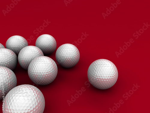golfbälle auf rotem grund