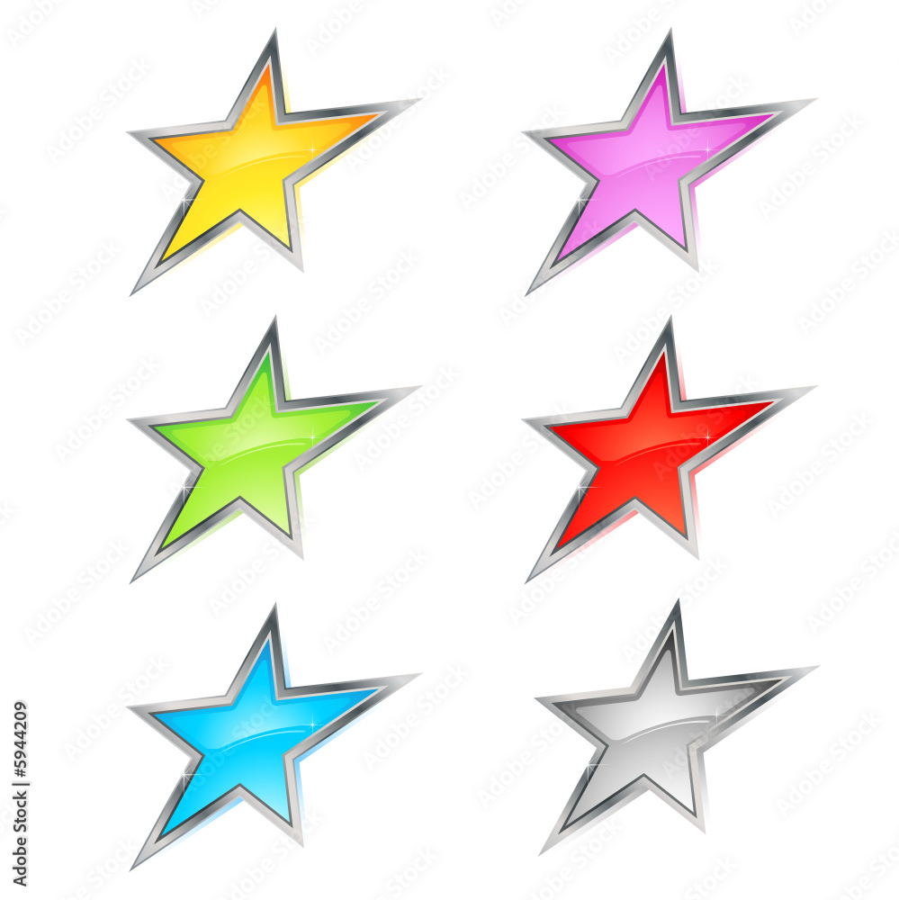 Lot de 6 étoiles colorées Lot de 6 étoiles colorées