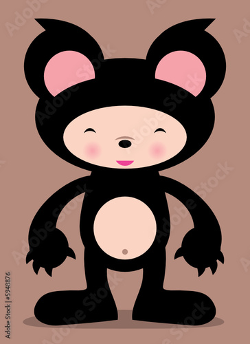 cute black bear vector illustration - easy to edit!