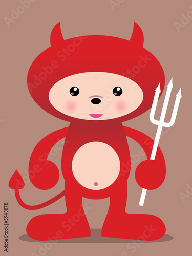 cute red devil vector illustration - easy to edit!