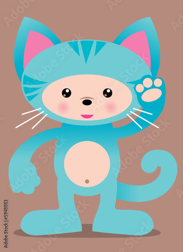 cute blue kitty cat vector illustration - easy to edit!