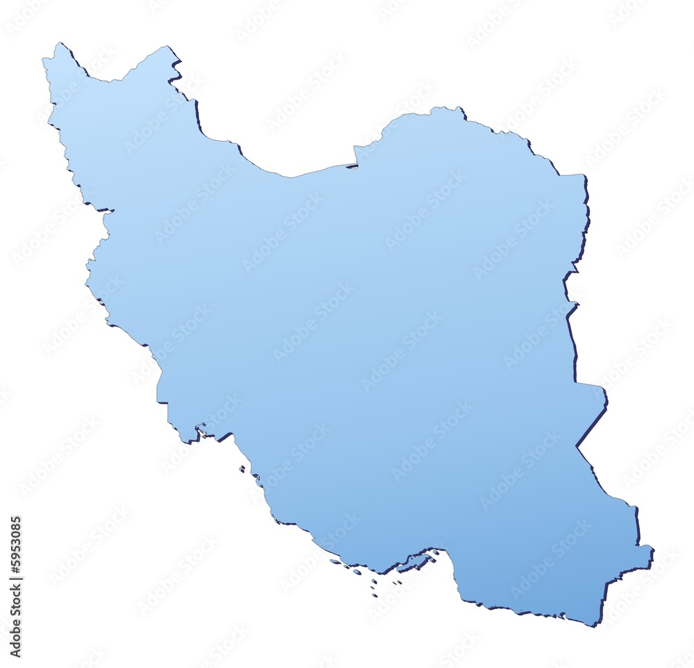 Iran map filled with light blue gradient