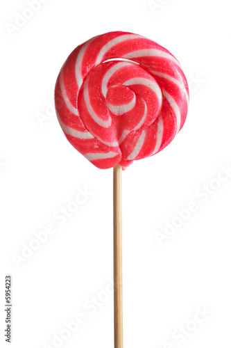 Red lollipop isolated on white