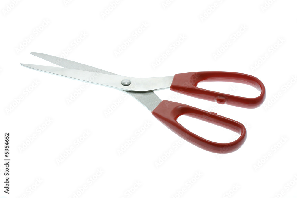 A pair red scissors isolated on white background A pair red scissors isolated on white background