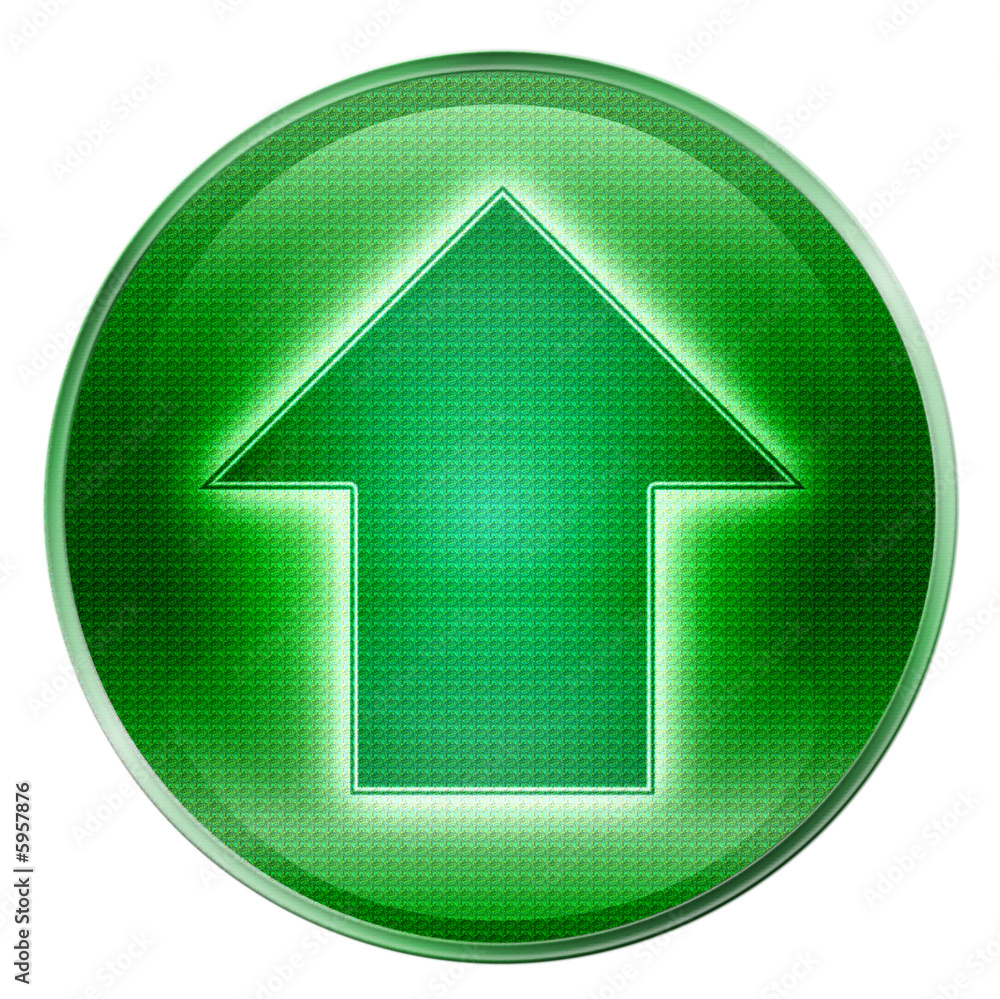 Arrow up icon green, isolated on white background