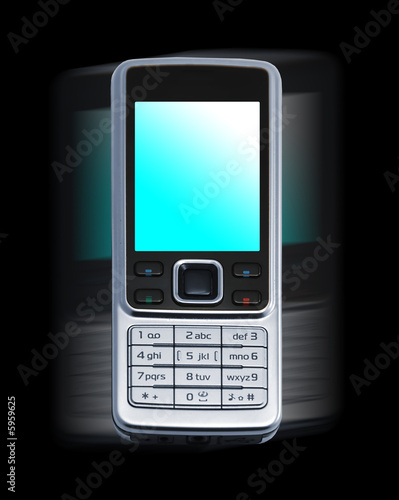 Cell phone on black background