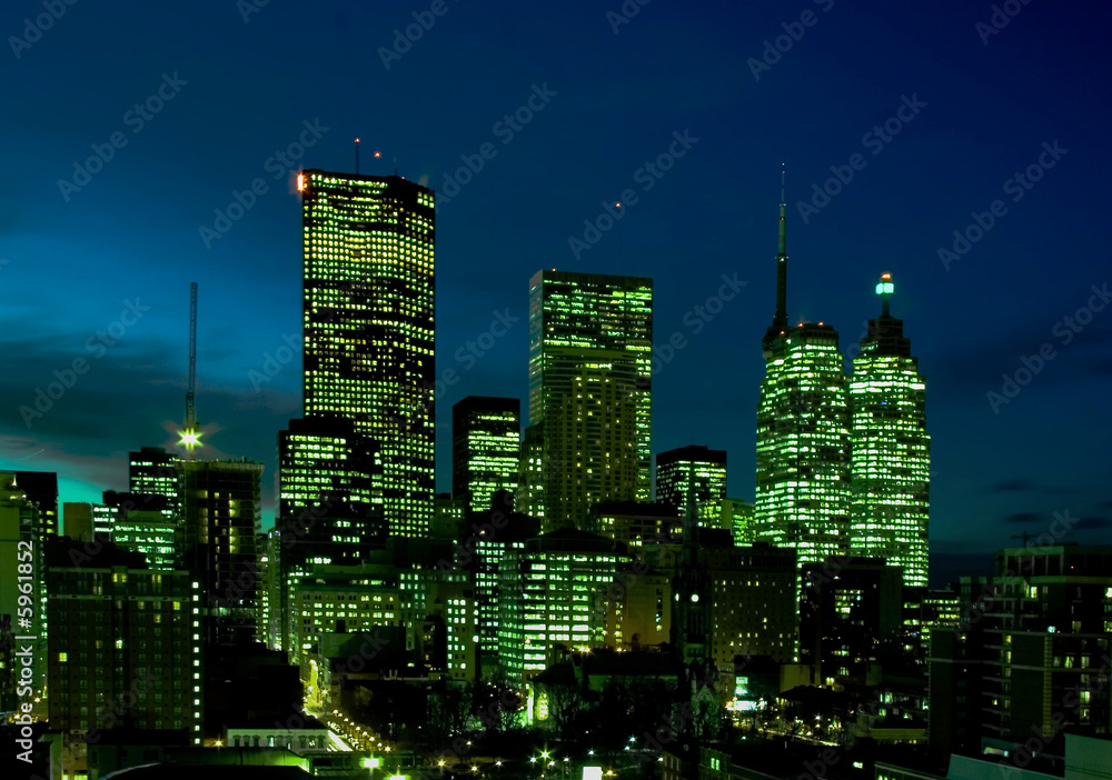 Naklejka premium Downtown offices at night